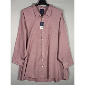 Stafford 4XL Burgandy/White 20-21 34-35 Sweat Repel Dress‎ Shirt Fit NWT $70